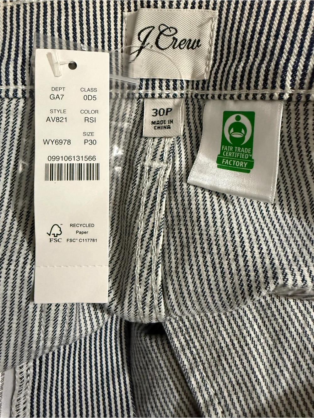 J. Crew Navy & White Pinstripe Wide-Leg Pants